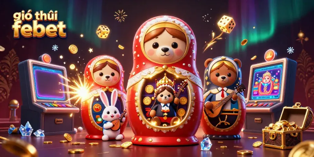 Experience the thrill of giới thiệu febet with adorable characters in a dynamic casino scene filled with jackpots and gaming excitement.