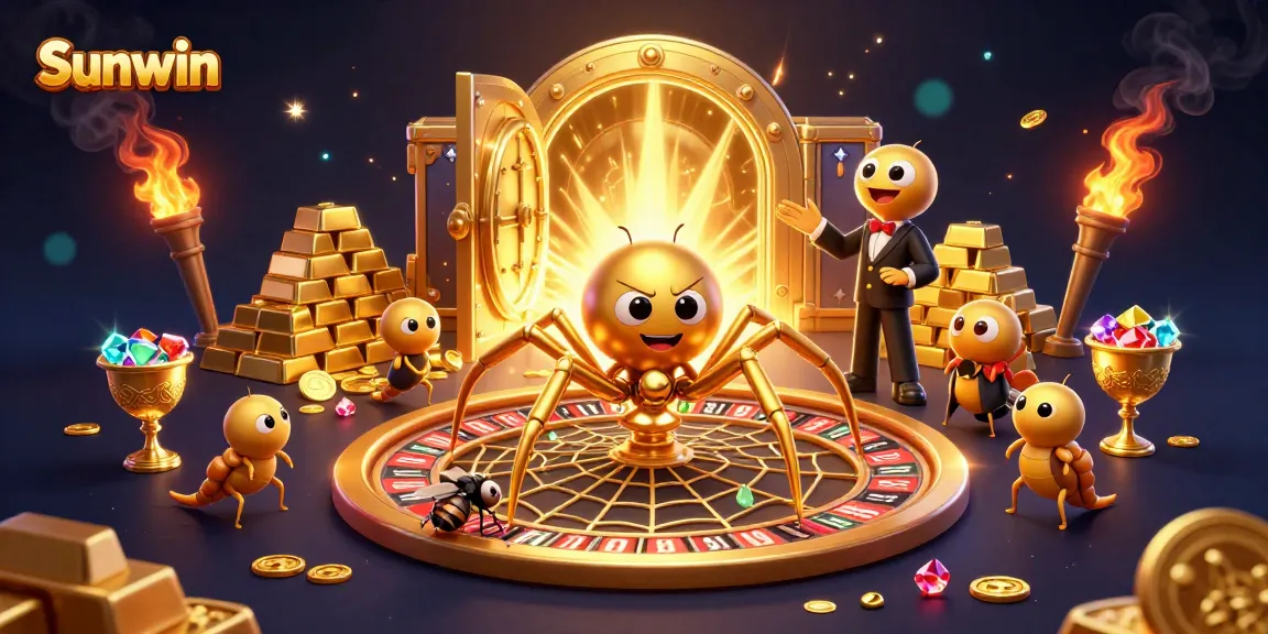 Place bets at Sunwin with thrilling casino-themed illustration featuring vibrant gaming elements.